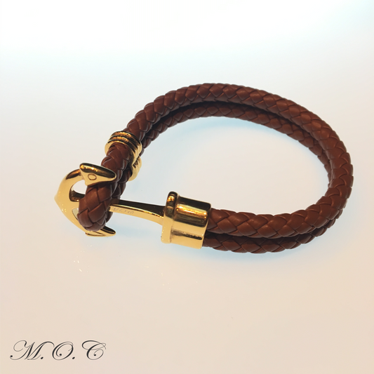 Ancora Brown Leather Bracelet